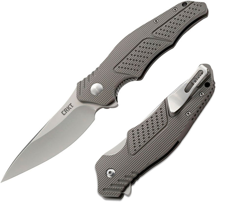 CRKT Outrage Linerlock Folding Knife 3.5" 8Cr13MoV Steel Drop Point Blade Gray Aluminum Handle K320GXP -CRKT - Survivor Hand Precision Knives & Outdoor Gear Store