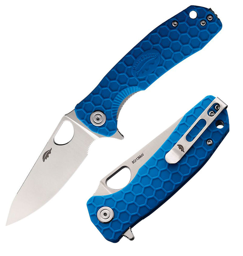 Honey Badger Knives Medium Leaf Liner Folding Knife 3.25" 8Cr13MoV Steel Blade Blue Nylon/Glass Fiber Handle 1301 -Honey Badger Knives - Survivor Hand Precision Knives & Outdoor Gear Store