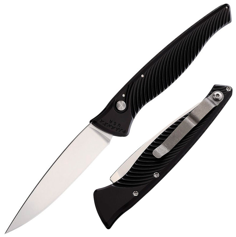 Piranha Knives DNA Button Lock Folding Automatic Knife 3.25" CPM S30V Steel Blade Black Sculpted Aluminum Handle CP16BK -Piranha Knives - Survivor Hand Precision Knives & Outdoor Gear Store