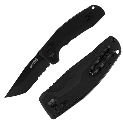 SOG AU-XR Lock Folding Automatic Knife 3.5" D2 Tool Steel Blade Black Aluminum Handle G15380457 -SOG - Survivor Hand Precision Knives & Outdoor Gear Store