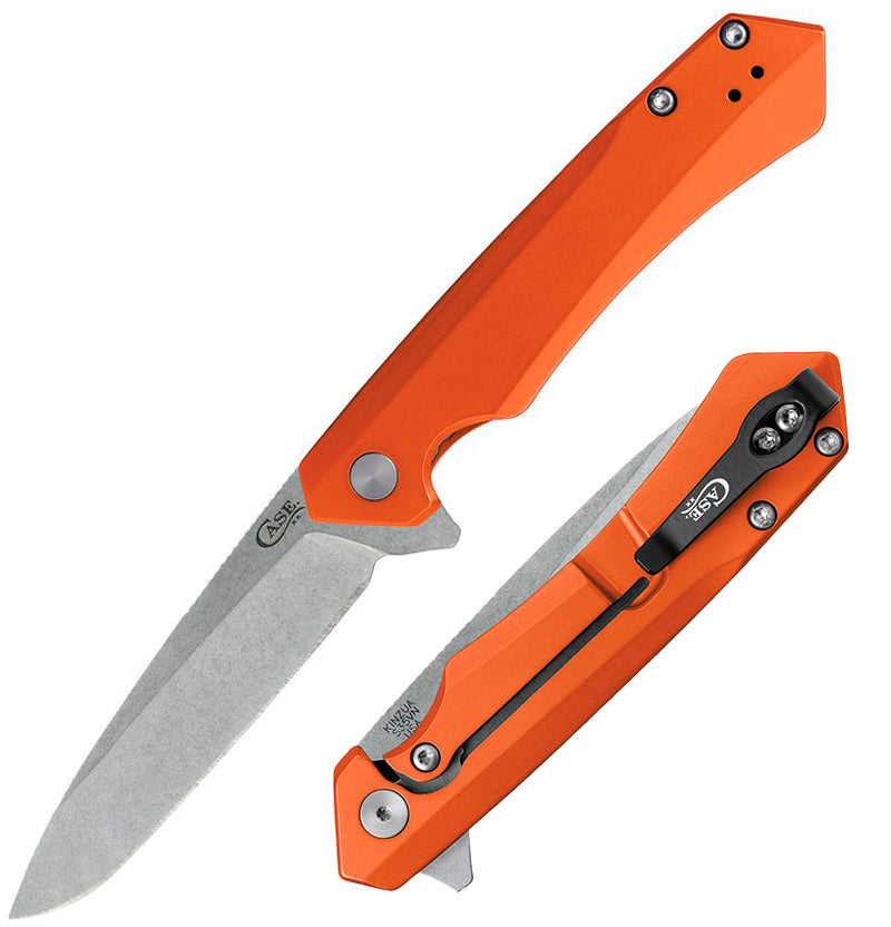 Case XX Kinzua EDC Frame Folding Knife 3.75" S35VN Steel Spear Point Blade Orange Smooth Aluminum Handle 64696 -Case Cutlery - Survivor Hand Precision Knives & Outdoor Gear Store