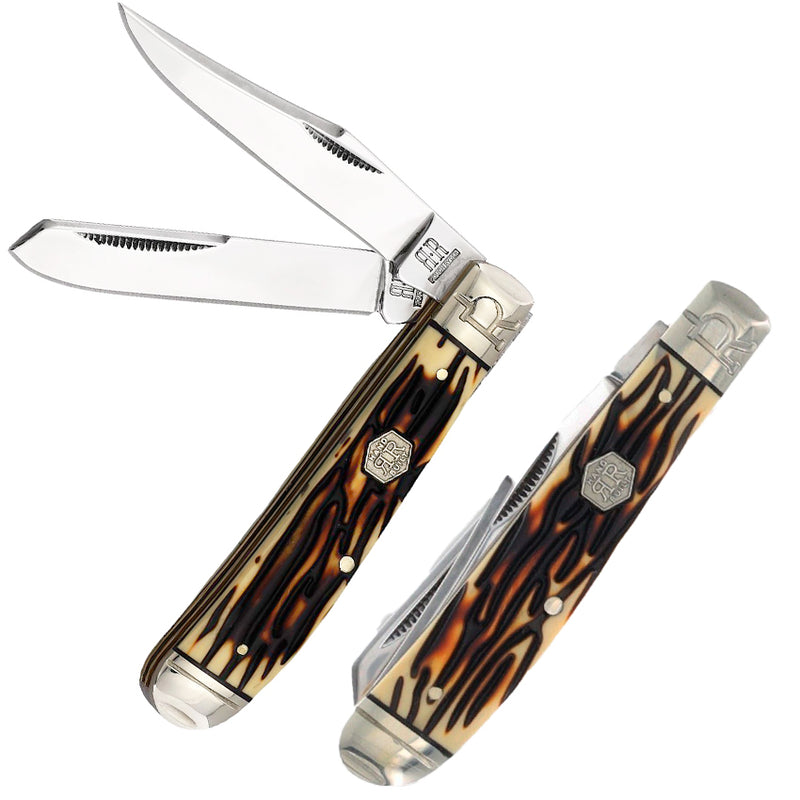 Rough Ryder Mini Trapper Tuff Pocket Knife Stainless Steel Blades Synthetic Stag Handle 2365 -Rough Ryder - Survivor Hand Precision Knives & Outdoor Gear Store