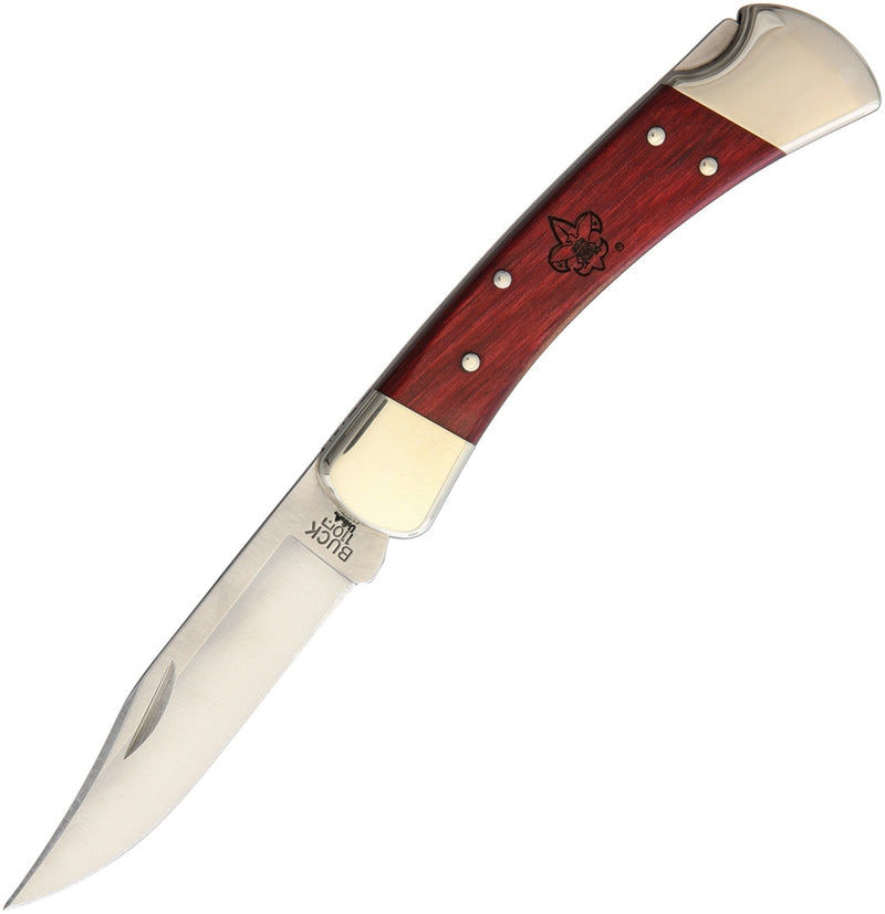 Buck Boy Scout 110 Folding Knife 3.75" Stainless Steel Blade Cherry Wood Handle 110CWSBSA -Buck - Survivor Hand Precision Knives & Outdoor Gear Store