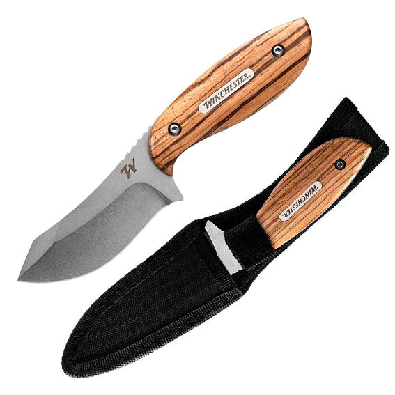 Winchester Barrens Fixed Knife 3.25" 7Cr17MoV Steel Blade Zebra Wood Handle 436 -Winchester - Survivor Hand Precision Knives & Outdoor Gear Store