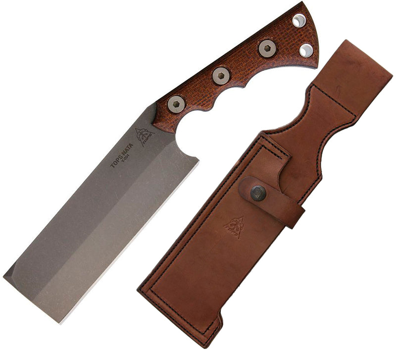 TOPS Nata Fixed Knife 6.5" 1095HC Steel Full Tang Blade Micarta / Brown Burlap Handle TNAT01 -TOPS - Survivor Hand Precision Knives & Outdoor Gear Store