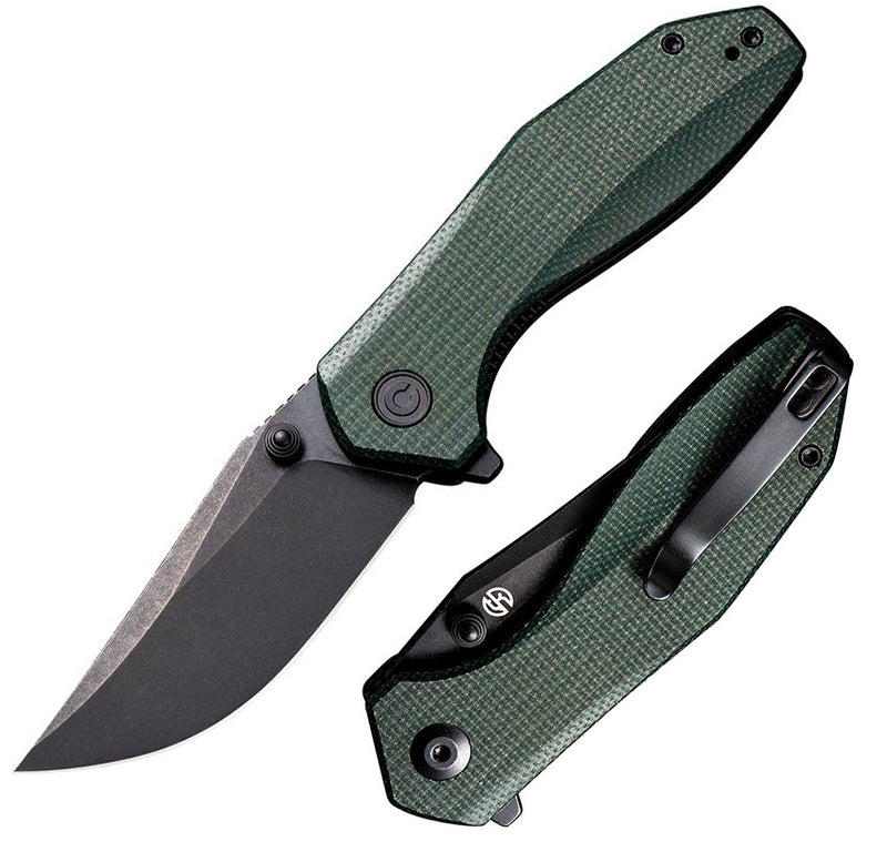 Civivi ODD 22 Liner Folding Knife 3" 14C28N Sandvik Steel Clip Point Blade Green Micarta Handle C210322 -Civivi - Survivor Hand Precision Knives & Outdoor Gear Store