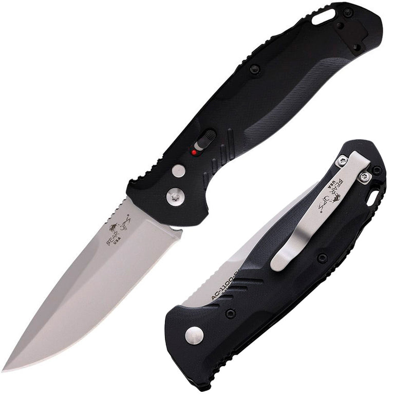 Bear & Son Bold Action XI Folding Automatic Knife 3.25" 14C28N Sandvik Steel Blade Black G10 Handle AC1100B4P -Bear & Son - Survivor Hand Precision Knives & Outdoor Gear Store