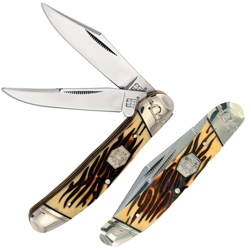 Rough Ryder Copperhead Tuff Pocket Knife Stainless Steel Blades Imitation Stag Handle 2358 -Rough Ryder - Survivor Hand Precision Knives & Outdoor Gear Store