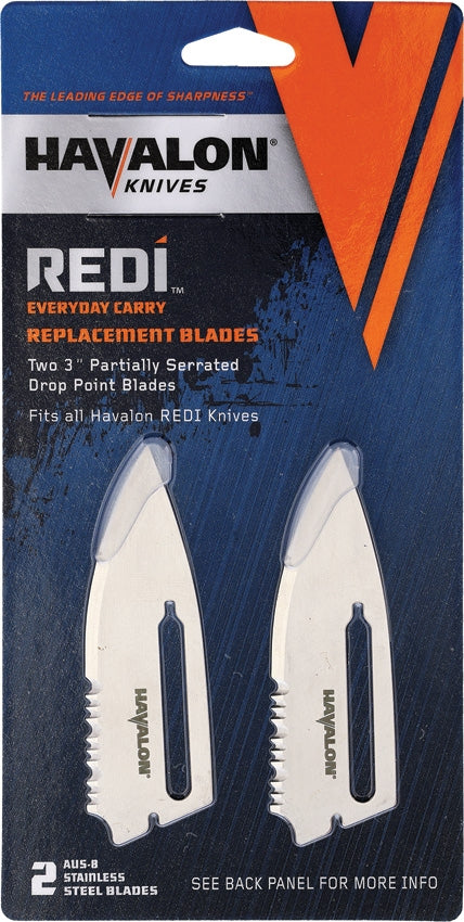 Havalon Redi Replacement Pack Of Two 3" Partially Serrated AUS-8 Steel/Drop point Blades HSCPS2 -Havalon - Survivor Hand Precision Knives & Outdoor Gear Store