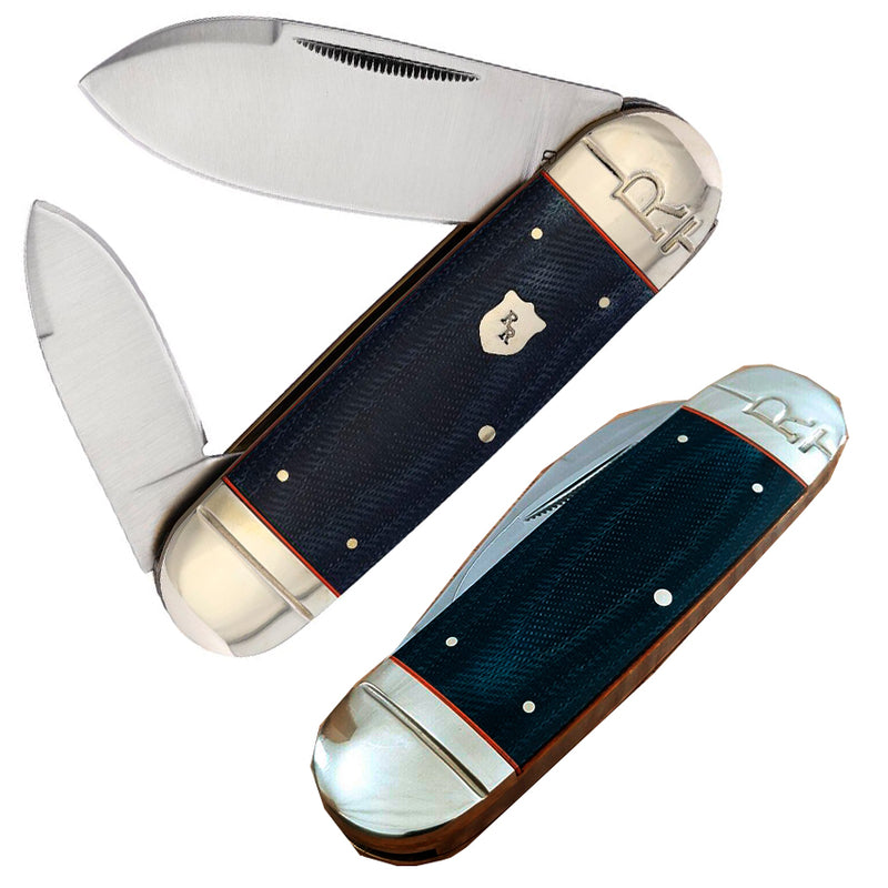 Rough Ryder LargeToenail Pocket Knife 440 Steel Spear/Pen Blades Denim Micarta Handle 2348 -Rough Ryder - Survivor Hand Precision Knives & Outdoor Gear Store