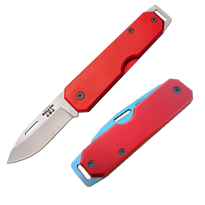 Bear & Son Large Slip Joint Folding Knife 2.38" High Carbon Steel Blade Red Aluminum Handle 110RD -Bear & Son - Survivor Hand Precision Knives & Outdoor Gear Store