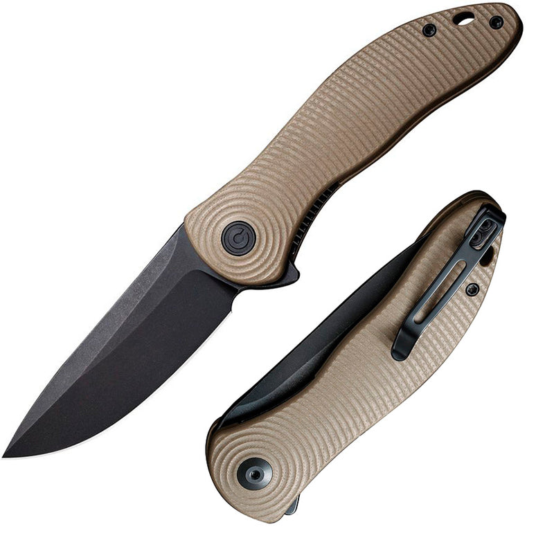 Civivi Synergy3 Linerlock Folding Knife 3.25" Nitro-V Steel Drop Point Blade 3D Machined Tan G10 Handle VC20075D2 -Civivi - Survivor Hand Precision Knives & Outdoor Gear Store