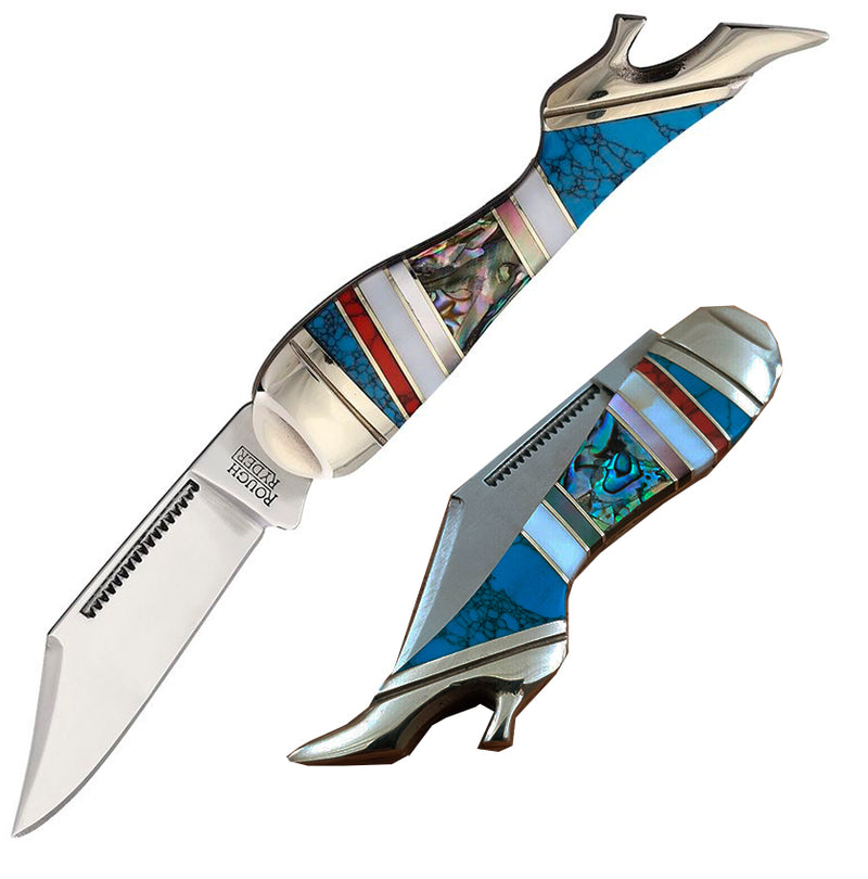 Rough Ryder Stoneworx Leg Folding Knife 440 Steel Blade Turquoise/MOP/Stone Handle 2410 -Rough Ryder - Survivor Hand Precision Knives & Outdoor Gear Store