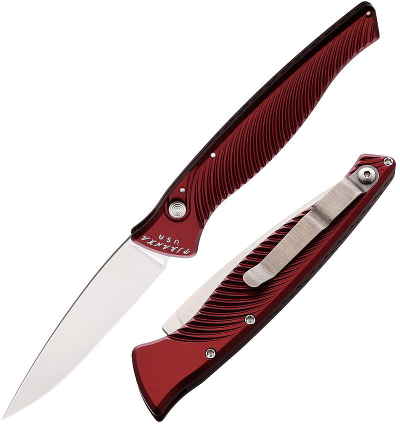 Piranha Knives DNA Button Lock Folding Automatic Knife 3.25" CPM S30V Steel Blade Red Sculpted Aluminum Handle P16R -Piranha Knives - Survivor Hand Precision Knives & Outdoor Gear Store