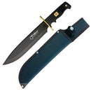 Frost Cutlery Quicksilver Bowie Fixed Knife 10.25" Stainless Steel Blade Black Finger Grooved Rubberized Handle S578RUBB -Frost Cutlery - Survivor Hand Precision Knives & Outdoor Gear Store