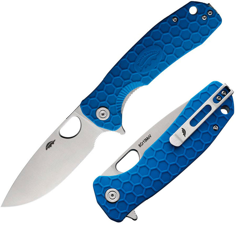 Honey Badger Knives Large Linerlock Folding Knife 3.63" 8Cr13MoV Steel Drop Point Blade Blue Textured GRN Handle 1004 -Honey Badger Knives - Survivor Hand Precision Knives & Outdoor Gear Store