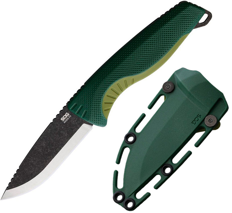 SOG Aegis Fx Fixed Knife 3.75" 4116 Steel Blade Forest GRN With Moss Green Rubber Overmold Handle G17410241 -SOG - Survivor Hand Precision Knives & Outdoor Gear Store