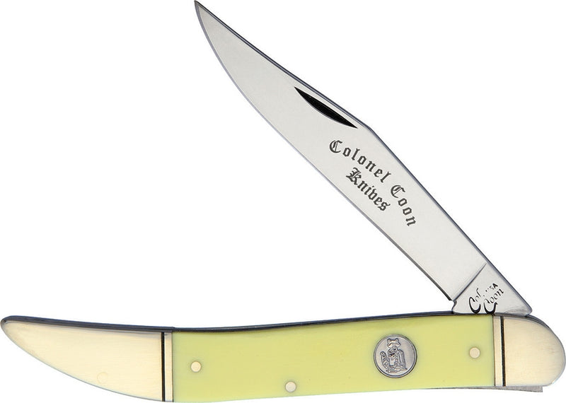 Colonel Coon Large Toothpick Folding Knife Stainless Steel Blade Yellow Smooth Synthetic Handle 93Y -Colonel Coon - Survivor Hand Precision Knives & Outdoor Gear Store