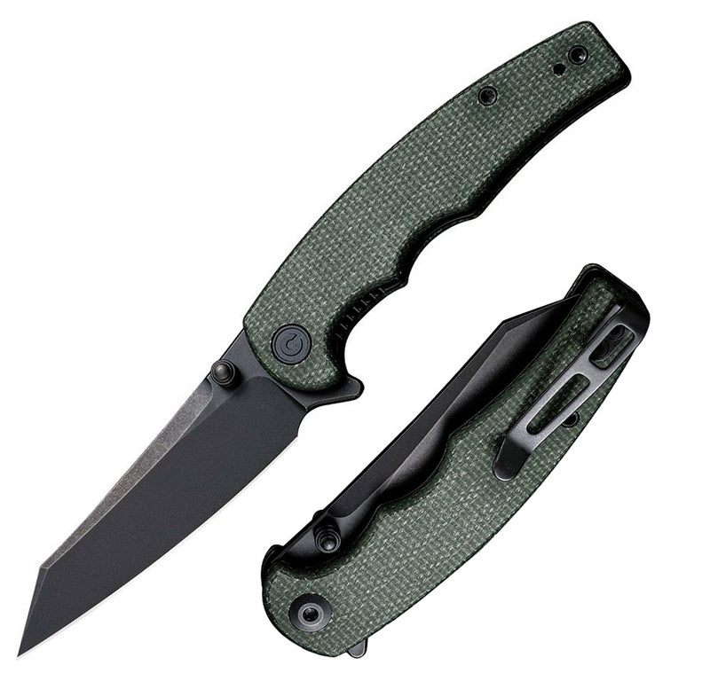 Civivi P87 Folding Knife 2.88" Nitro-V Steel Extended Tang Blade Green Micarta Handle C210433 -Civivi - Survivor Hand Precision Knives & Outdoor Gear Store