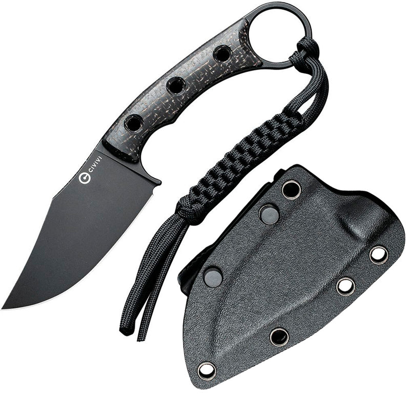 Civivi Midwatch Fixed Knife 3.38" Bohler N690 Steel Clip Point Blade Black Burlap Micarta Handle VC20059B1 -Civivi - Survivor Hand Precision Knives & Outdoor Gear Store