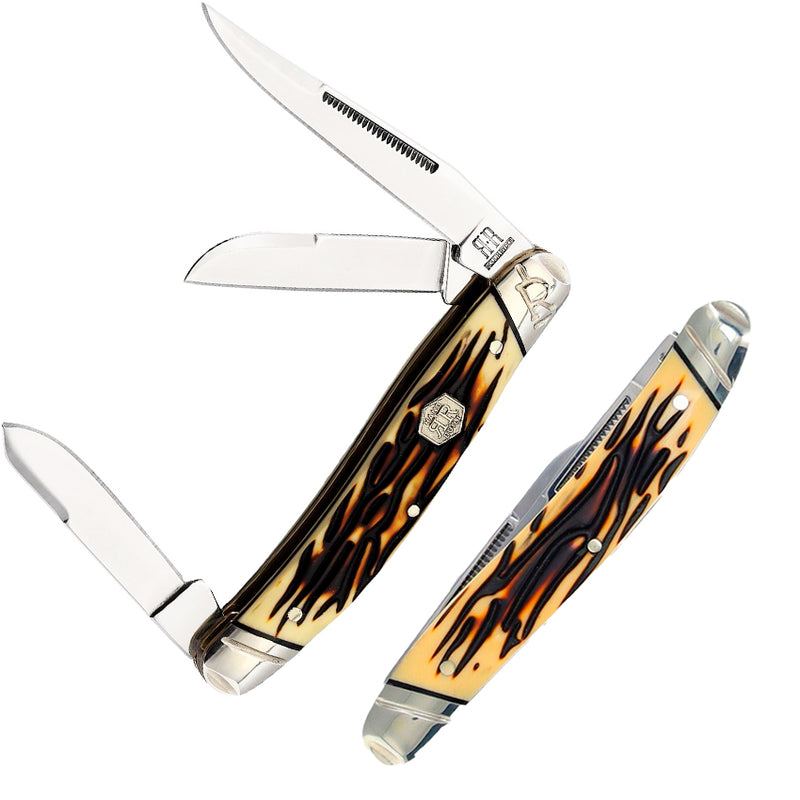 Rough Ryder Slim Stockman Tuff Pocket Knife Stainless Steel Blades Imitation Stag Handle 2363 -Rough Ryder - Survivor Hand Precision Knives & Outdoor Gear Store