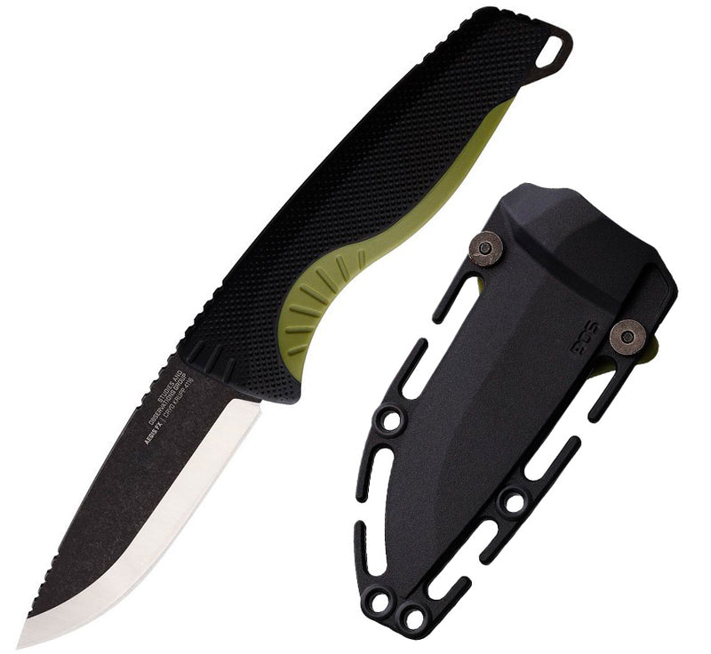 SOG Aegis FX Fixed Knife 3.75" 4116 Steel Drop Point Blade Black And Green Rubberized GRN Handle G17410441 -SOG - Survivor Hand Precision Knives & Outdoor Gear Store