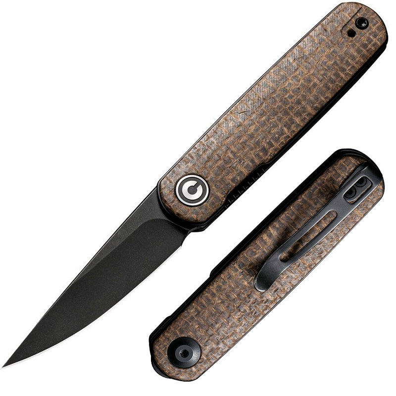 Civivi Lumi Folding Knife 2.56" Sandvik 14C28N Steel Drop Point Blade Brown Burlap Micarta Handle VC200245 -Civivi - Survivor Hand Precision Knives & Outdoor Gear Store