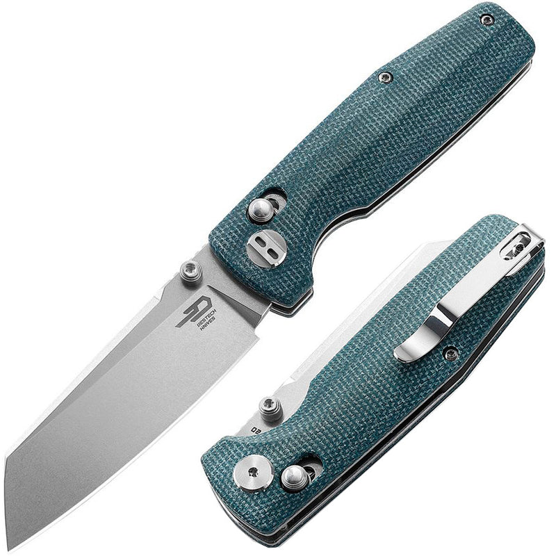 Bestech Knives Slasher Axis Lock Folding Knife 2.88" D2 Tool Steel Blade Blue Canvas Micarta Handle G43C1 -Bestech Knives - Survivor Hand Precision Knives & Outdoor Gear Store