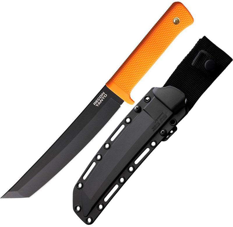 Cold Steel Recon Fixed Knife 7" Black Powder Coated SK5 Carbon Steel Tanto Blade Orange Kray-Ex Handle 49LRTORBK -Cold Steel - Survivor Hand Precision Knives & Outdoor Gear Store