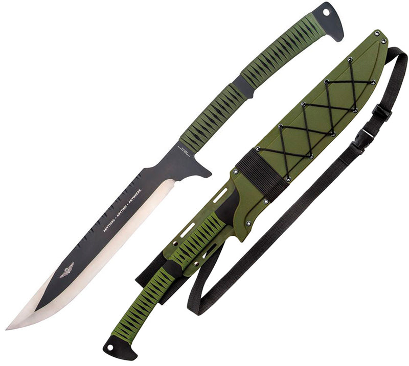 United Cutlery Marines Tak-Kana Sword 14.63” Black Coated 3Cr13 Steel Blade OD Green Cord Wrapped Faux Rayskin Handle 3539 -United Cutlery - Survivor Hand Precision Knives & Outdoor Gear Store