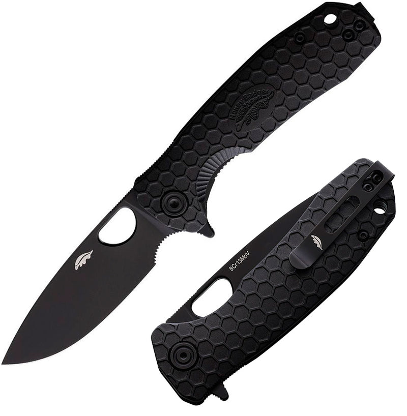 Honey Badger Knives Medium Liner Folding Knife 3" 8CR13MoV Steel Blade Black Sculpted GRN Handle 1348 -Honey Badger Knives - Survivor Hand Precision Knives & Outdoor Gear Store