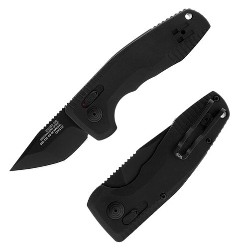 SOG AU-XR Lock Folding Automatic Knife 2" D2 Tool Steel Blade Black Aluminum Handle G15381457 -SOG - Survivor Hand Precision Knives & Outdoor Gear Store