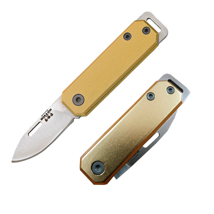 Bear & Son Small Slip Joint Folding Knife 1.5" High Carbon Steel Blade Yellow Aluminum Handle 109YW -Bear & Son - Survivor Hand Precision Knives & Outdoor Gear Store