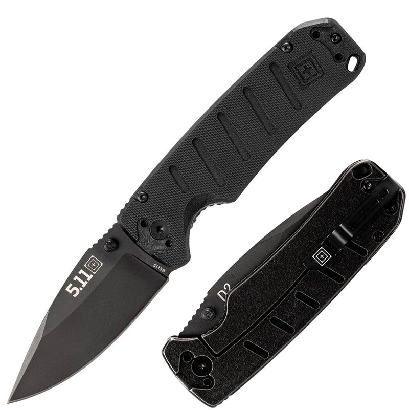 5.11 Tactical Mini Ryker Frame Folding Knife 3" D2 Tool Steel Blade Black G10 / Stainless Back Handle 51158 -5.11 Tactical - Survivor Hand Precision Knives & Outdoor Gear Store