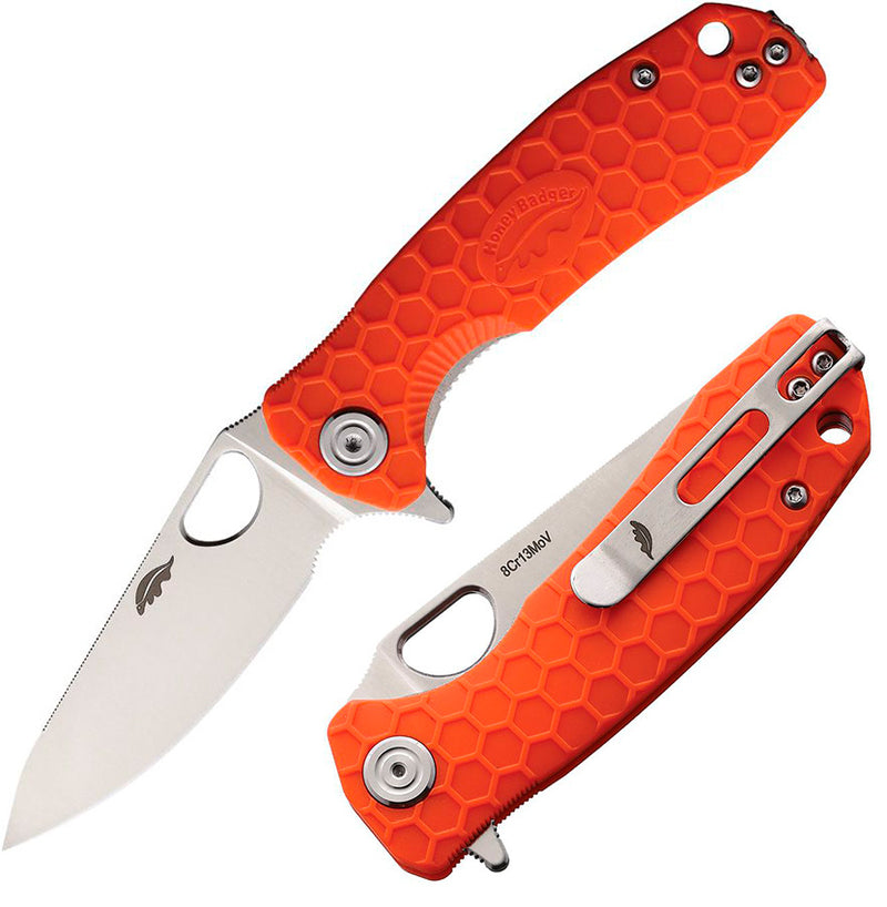 Honey Badger Knives Small Leaf Liner Folding Knife 2.88" 8Cr13MoV Steel Blade Orange Nylon/Glass Fiber Handle 1313 -Honey Badger Knives - Survivor Hand Precision Knives & Outdoor Gear Store