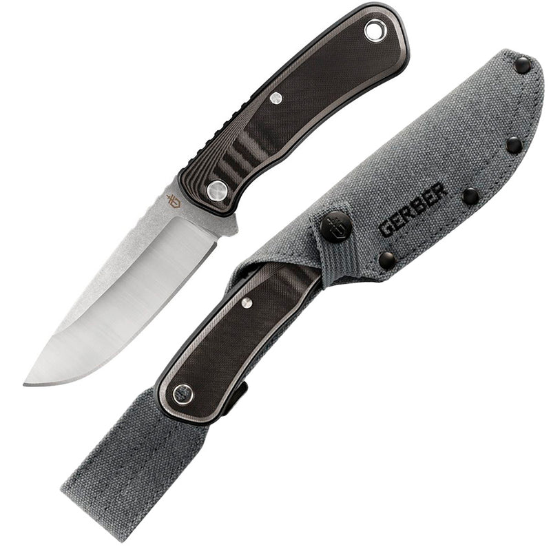 Gerber Downwind Fixed Knife 4.5" 7Cr17MoV Steel Drop Point Blade Black And Gray G10 Handle 930 -Gerber - Survivor Hand Precision Knives & Outdoor Gear Store