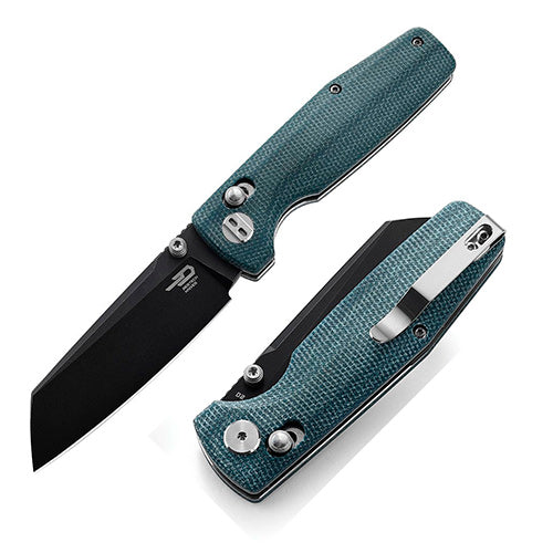 Bestech Knives Slasher Axis Folding Knife 2.88" D2 Tool Steel Blade Blue Micarta Handle KG43C2 -Bestech Knives - Survivor Hand Precision Knives & Outdoor Gear Store