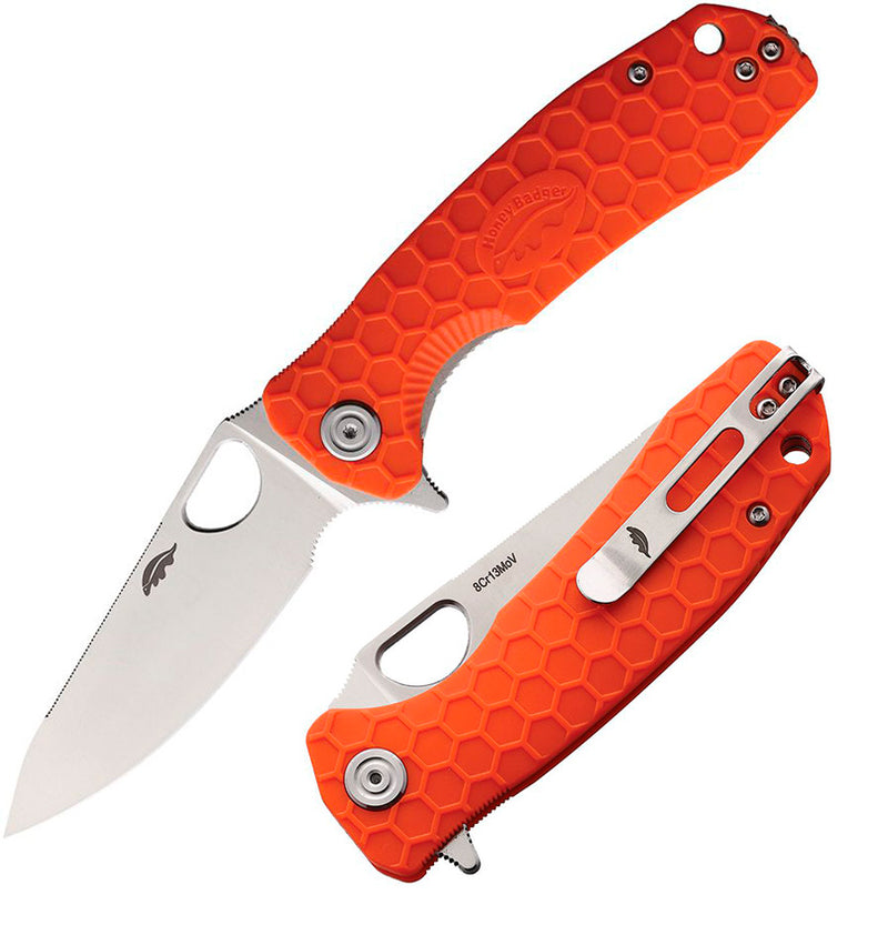 Honey Badger Knives Medium Leaf Liner Folding Knife 3.25" 8Cr13MoV Steel Blade Orange Nylon/Glass Fiber Handle 1303 -Honey Badger Knives - Survivor Hand Precision Knives & Outdoor Gear Store