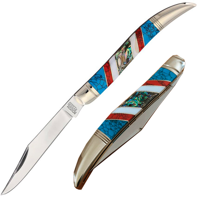 Rough Ryder Large Toothpick Folding Knife 440B Steel Blade Turquoise/MOP/Stone Handle 2409 -Rough Ryder - Survivor Hand Precision Knives & Outdoor Gear Store