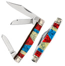 Rough Ryder Small Stockman Pocket Knife Stainless Steel Blades Turquoise/Stone Handle 2408 -Rough Ryder - Survivor Hand Precision Knives & Outdoor Gear Store