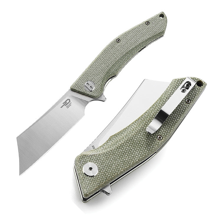 Bestech Knives Cubis Folding Knife 3.13" D2 Tool Steel Blade Beige Canvas Micarta Handle KG42B -Bestech Knives - Survivor Hand Precision Knives & Outdoor Gear Store