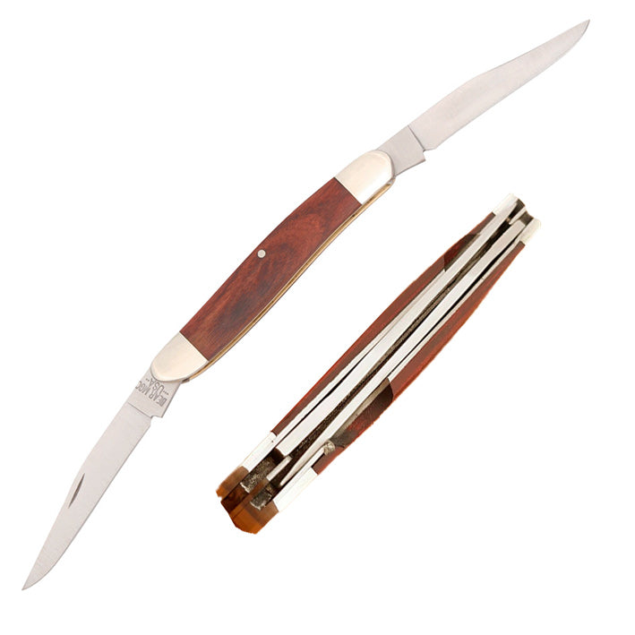 Bear & Son Large Muskrat Pocket Knife Stainless Steel Twin Clip Blades Rosewood Handle 2247R -Bear & Son - Survivor Hand Precision Knives & Outdoor Gear Store