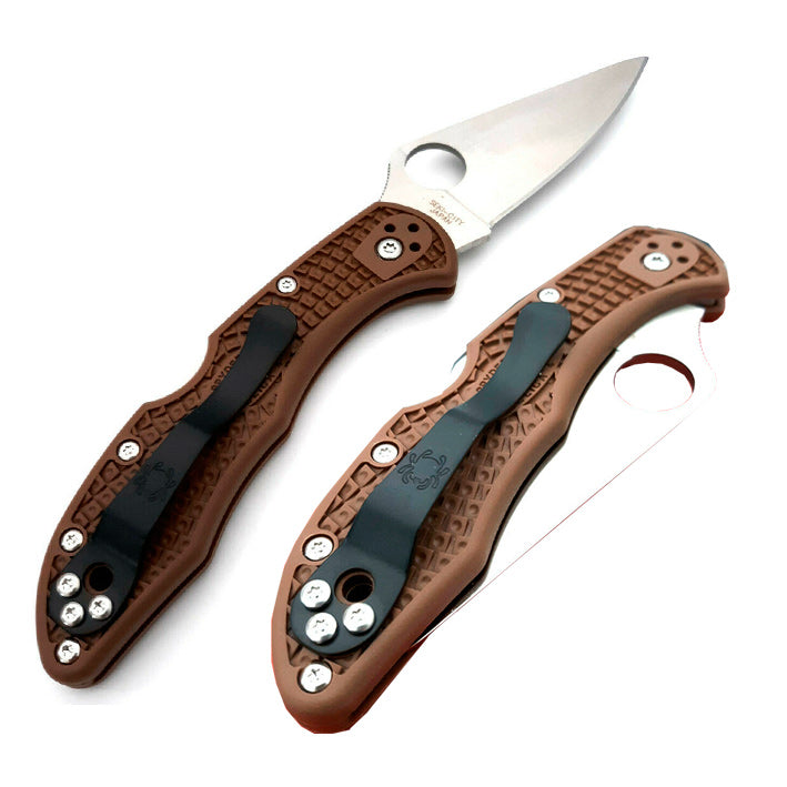 Spyderco Delica Lockback Folding Knife 3" VG-10 Steel Blade Brown Textured FRN Handle 11FPBN -Spyderco - Survivor Hand Precision Knives & Outdoor Gear Store