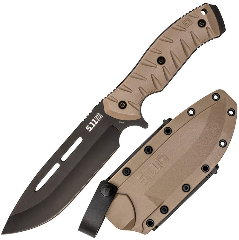 5.11 Tactical CFK 7 Peacemaker Fixed Knife 7" Black EDP Coated SCM 435 Steel Drop Point Blade Kangaroo FRN Handle 51173 -5.11 Tactical - Survivor Hand Precision Knives & Outdoor Gear Store