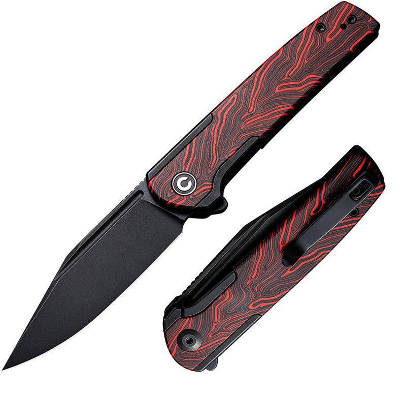 Civivi Cachet Frame Folding Knife 3.5" 14C28N Sandvik Steel Clip Point Blade Stainless/Black And Red G10 Inlay Handle VC20041C1 -Civivi - Survivor Hand Precision Knives & Outdoor Gear Store