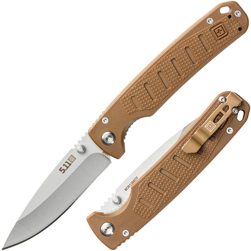 5.11 Tactical Icarus Liner Folding Knife 3.25" 8Cr13MoV Steel Blade Kangaroo Textured FRN Handle 51171134 -5.11 Tactical - Survivor Hand Precision Knives & Outdoor Gear Store