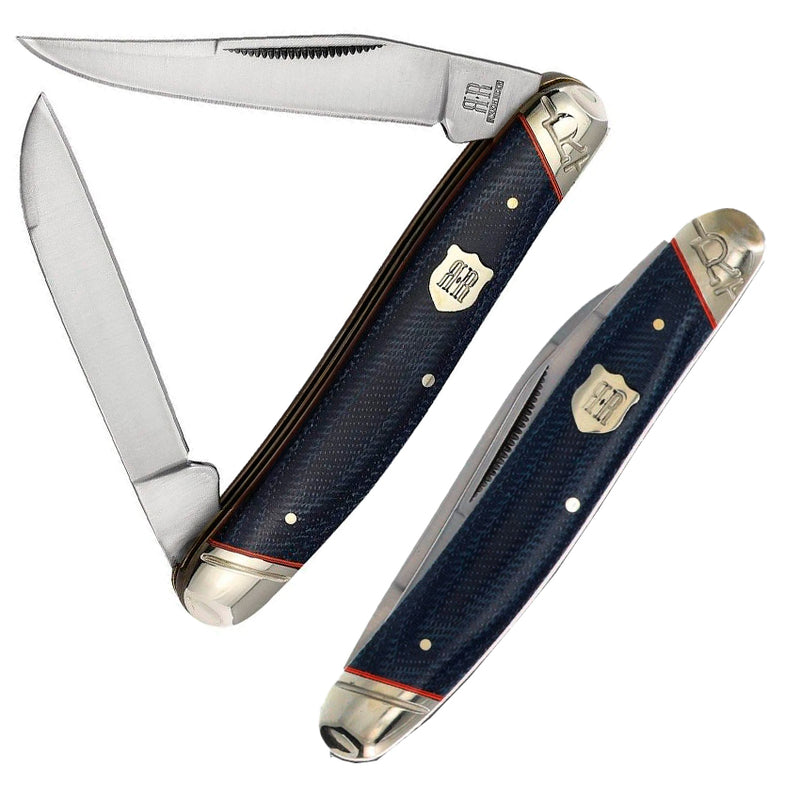 Rough Ryder Muskrat Pocket Knife Stainless Steel Wharncliffe/Clip Blades Denim Micarta Handle 2356 -Rough Ryder - Survivor Hand Precision Knives & Outdoor Gear Store