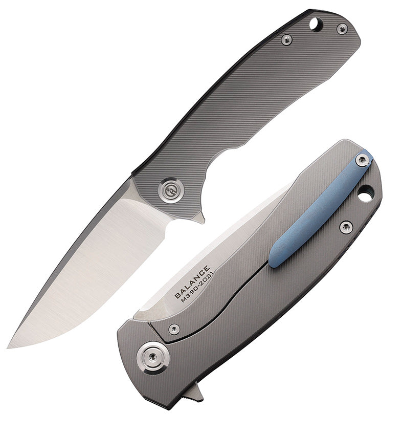 Maxace Balance Frame Folding Knife 3.75" Bohler M390 Steel Blade Gray Titanium Handle XMBL101 -Maxace - Survivor Hand Precision Knives & Outdoor Gear Store