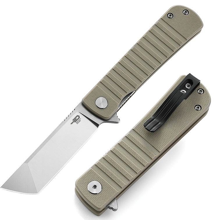 Bestech Knives Titan Linerlock Folding Knife 3" D2 Tool Steel Blade Beige G10 Handle KG49A2 -Bestech Knives - Survivor Hand Precision Knives & Outdoor Gear Store