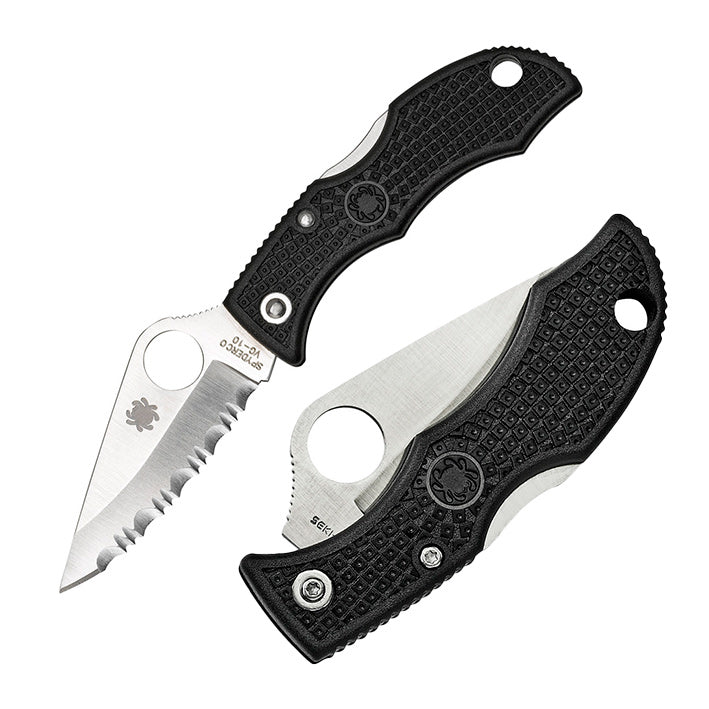 Spyderco Ladybug 3 Lockback Folding Knife 1.88" VG-10 Steel Serrated Blade Black FRN Handle LBKS3 -Spyderco - Survivor Hand Precision Knives & Outdoor Gear Store